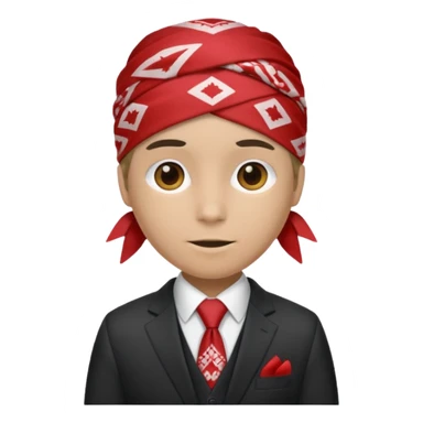 Character wearing a bandana and a suit sticker