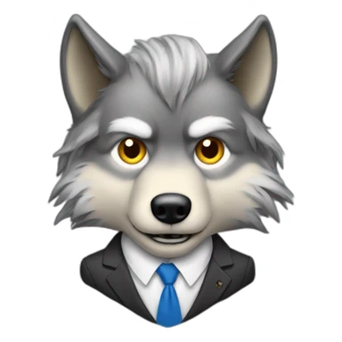Donald Trump as a wolf with wig and suit sticker