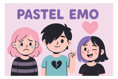 pastel emo banner with a heart accent, cute, expressive, minimal, variation 3 sticker