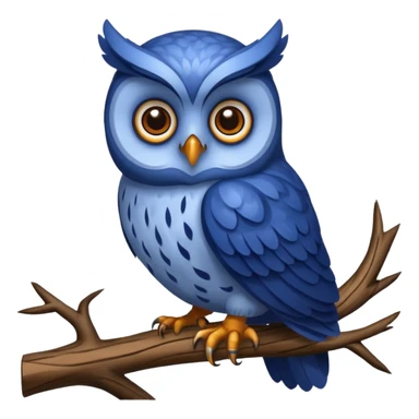 blue fat owl at the tree sticker