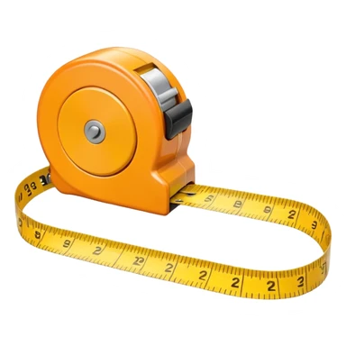 Flat vector illustration of a rolled measuring tape in yellow and orange color, simple bold outlines, minimal shading, emoji style, centered on white background. should look like emoji sticker