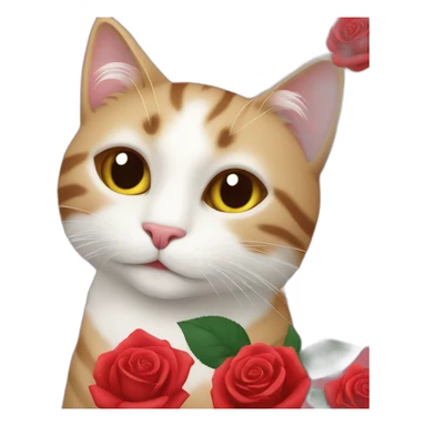 Cat with rose sticker
