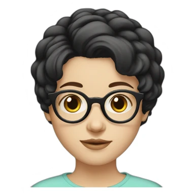 white girl round glasses short black hair sticker