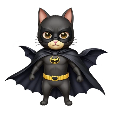 bat man cat with cape and mask sticker
