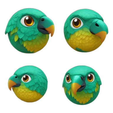 3d sphere with a cartoon Parrot skin texture with Eye of Horus sticker