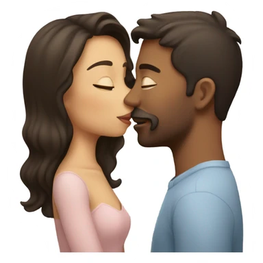 Brunette couple kissing  sticker