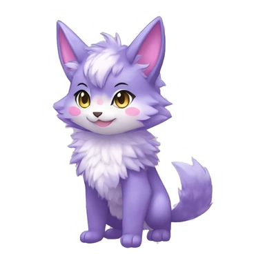 Anthro Scalie Fluffy Cool Cute Magical Shiny Colorful Pastel Sparkle Kemono-style Chibi Fantasy-Animal-Fakémon-Pokémon-Hybrid Fur Sona Aesthetic Full Body sticker