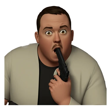 boy with gun indoors sticker