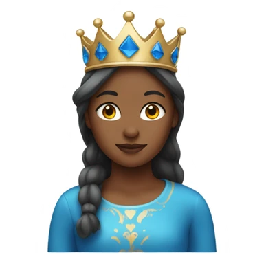 Girl wearing a blue crown sticker