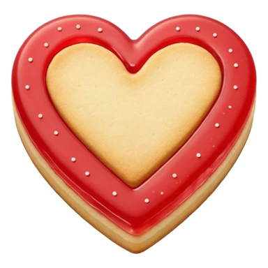 Realistic shortbread cookie in the shape of a heart with light red jelly middle filling and sprinkled powder sugar on top. sticker