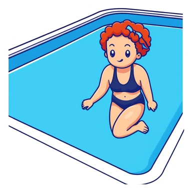 22-year-old white female athlete swimmer with curly red hair about to enter a pool sticker