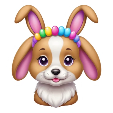 Lisa Frank Easter bunny headband on dog Face sticker
