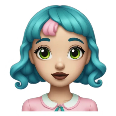 melanie martinez pink skin with four blue eyes and green hair sticker
