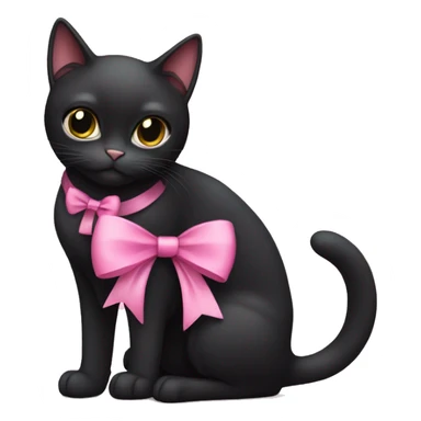 Black cat with pink bow sticker