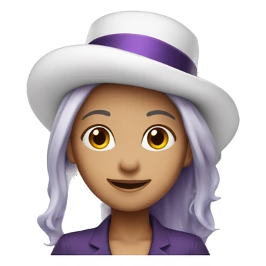 smiling girl-skin white-hair brown-in purple top hat sticker