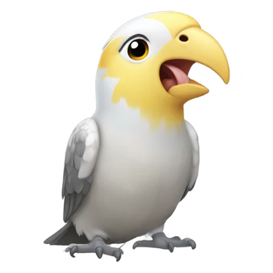 The cockatiel with a grayish-yellow head is very thirsty and is asking, “Please, bring me some water.” sticker