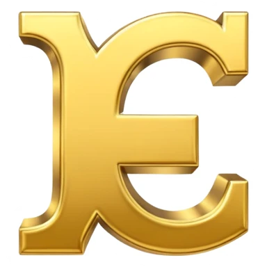 Symbole de currency en or en forme de lettre F précise, seul, 3D, brillant, style emoji simple et lisible sur fond uni. pas une autre lettre sticker