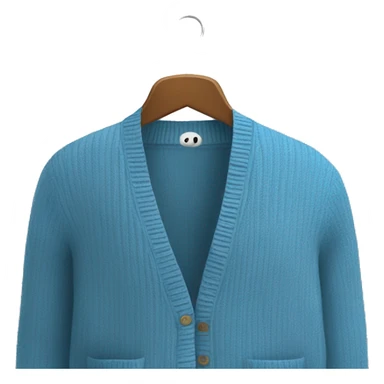 Blue cardigan on a clothing hangar sticker