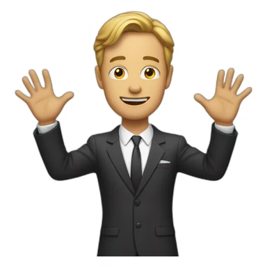 man in suit holding out his arms sticker