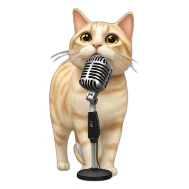 a cat on stage with a microphone sticker