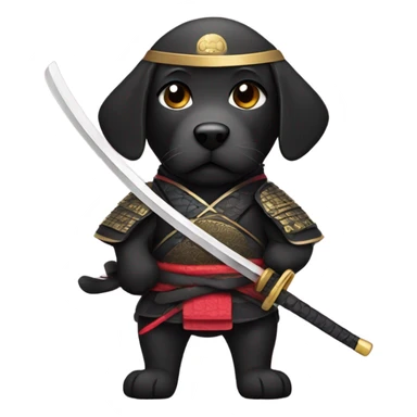 Black lab dressed as samurai with sword sticker