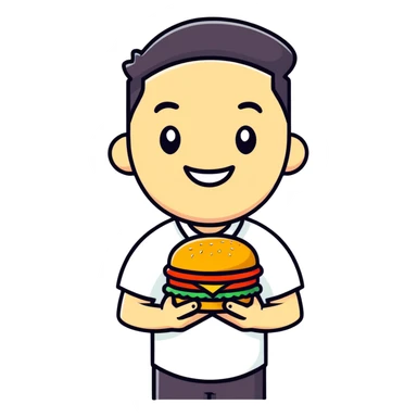 Julio with burger sticker