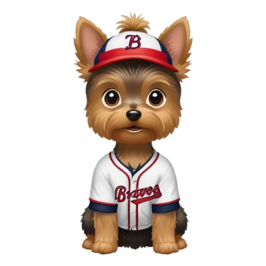 yorkie in braves outfit sticker
