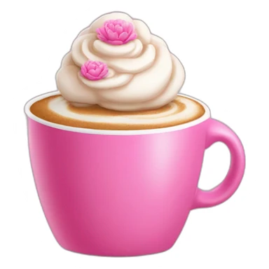 big pink cup with cappuccino and peonies sticker