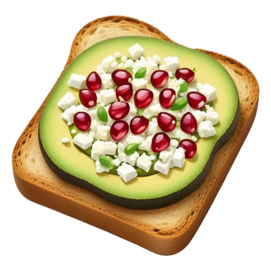 Avocado toast with pomegranate seeds and feta cheese sticker