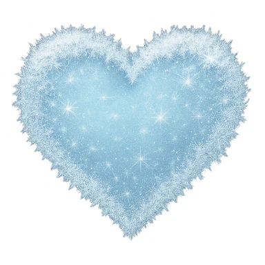 heart with a sparkling winter frost, clean digital illustration sticker