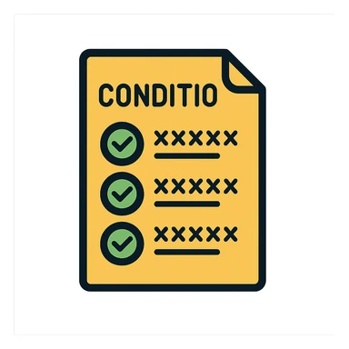 a sheet of paper with a list of conditions, the title is 'Condition', use xxxxxx to represent different conditions, modern style, clear and readable, suitable for branding sticker