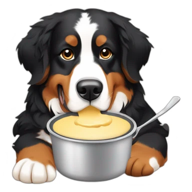 bernese mountain dog eating swiss fondue sticker