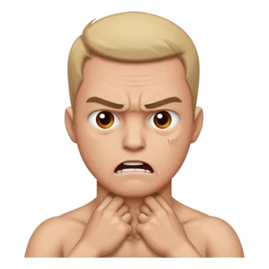 Man holding neck with angry face  sticker