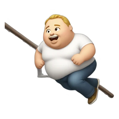 fat guy falling down the stairs sticker