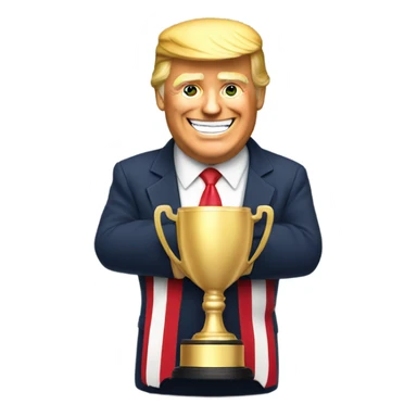 Trump with a trophy  sticker