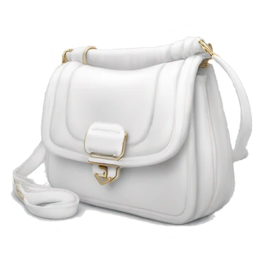 all white silky shoulder bag, with white strap sticker