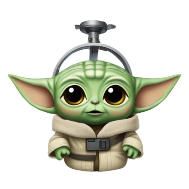 baby yoda in a helicopter sticker