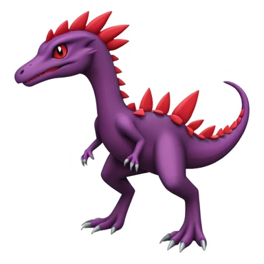 Black and purple and red Sceptile-Salazzle-Pokémon-Fakémon-creature sticker