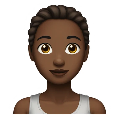 girl with brown hair and eyes, slightly dark skin, straight medium length hair, black tank top with straps sticker