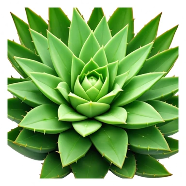 Cinematic Realistic Aloe Vera Emoji, Plump and succulent, with thick, fleshy leaves arranged in a star-like rosette. The vibrant green leaves have a slightly spiky texture, exuding a sense of resilience and healing. Soft glowing outline, capturing the essence of natural wellness and desert vitality in a flourishing aloe vera plant! sticker