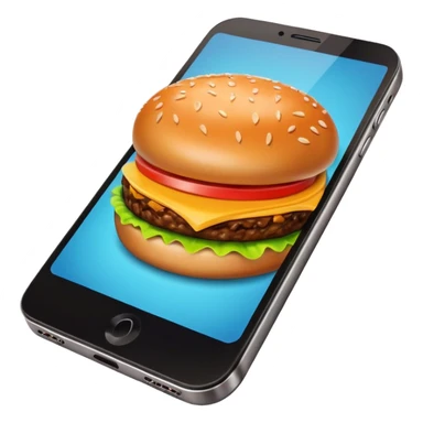 a phone that has a picture of a hamburguer in the frames of the phone not outside sticker