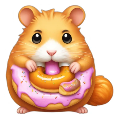 an orange hamster eating a donut, pixelart sticker