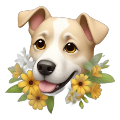 dog with flowers sticker