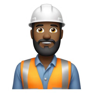 White skin black beard civil engineer with white helmet sticker