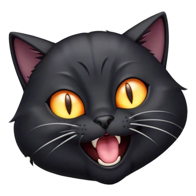 Cinematic Comical Black Cat Portrait Emoji, Head tilted dramatically while yawning exaggeratedly, sleek black fur with subtle hints of dark gray, Simplified yet hilariously adorable features, highly detailed, glowing with an almost sarcastic glow, high shine, a mix of lazy and curious, stylized with a touch of playful whimsy, bright and alert but with a comical expression, soft glowing outline, capturing the essence of a mischievous yet overly dramatic kitten, so funny it feels like it could leap off the screen and sassily demand attention! sticker