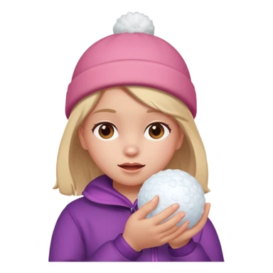 kid girl with sweated holding snowball sticker