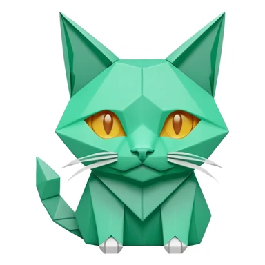 origami cat in color green mint rgb(168, 251, 211) sticker