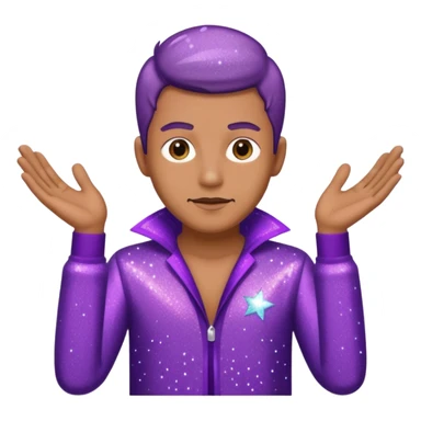 man supervisor wearing glitter purple glittery clothes sticker