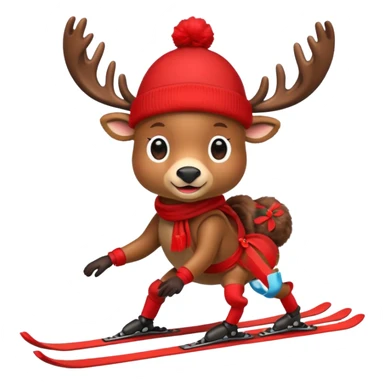 baby reindeer skiing sticker