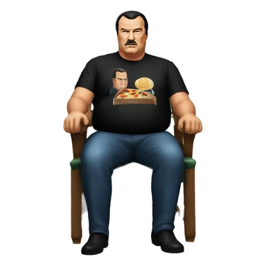 fat steven seagal with chair and pizza sticker